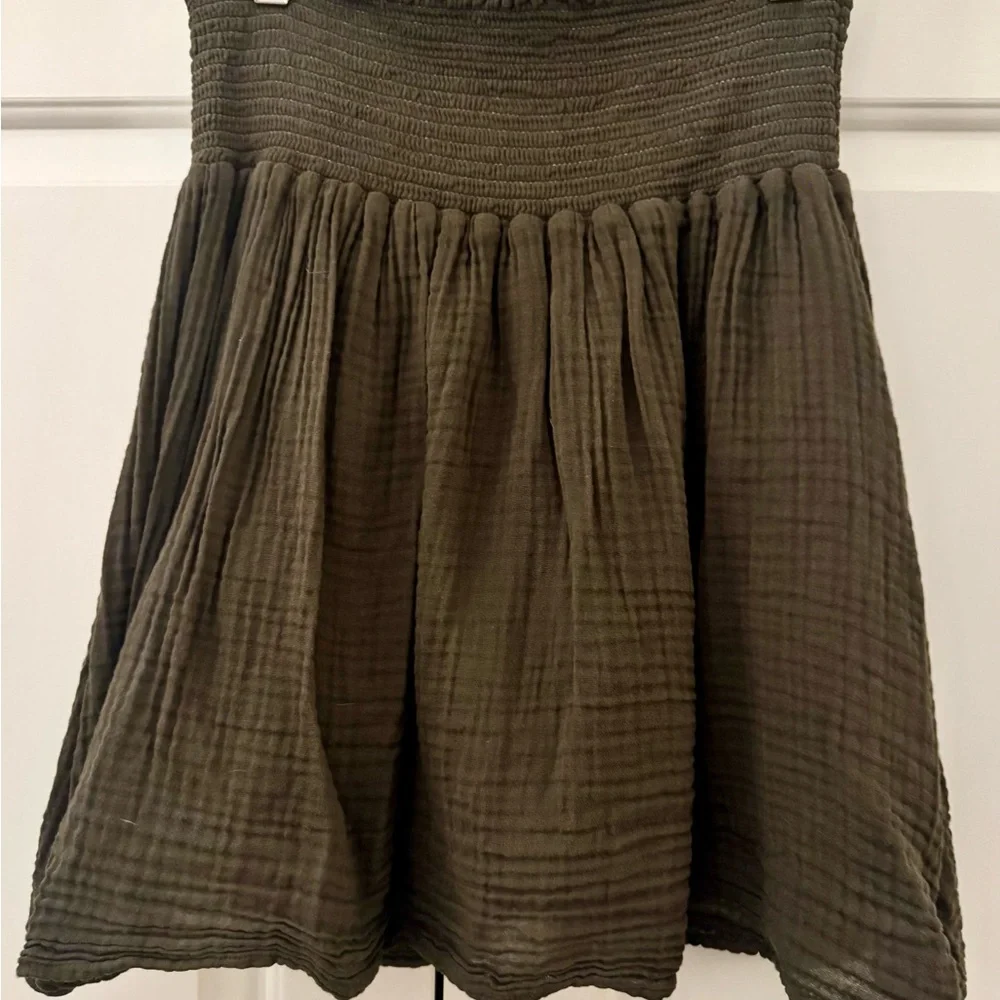 MICHAEL STARS Sz M Havana Cotton Double Gauze Skirt in Olive Green